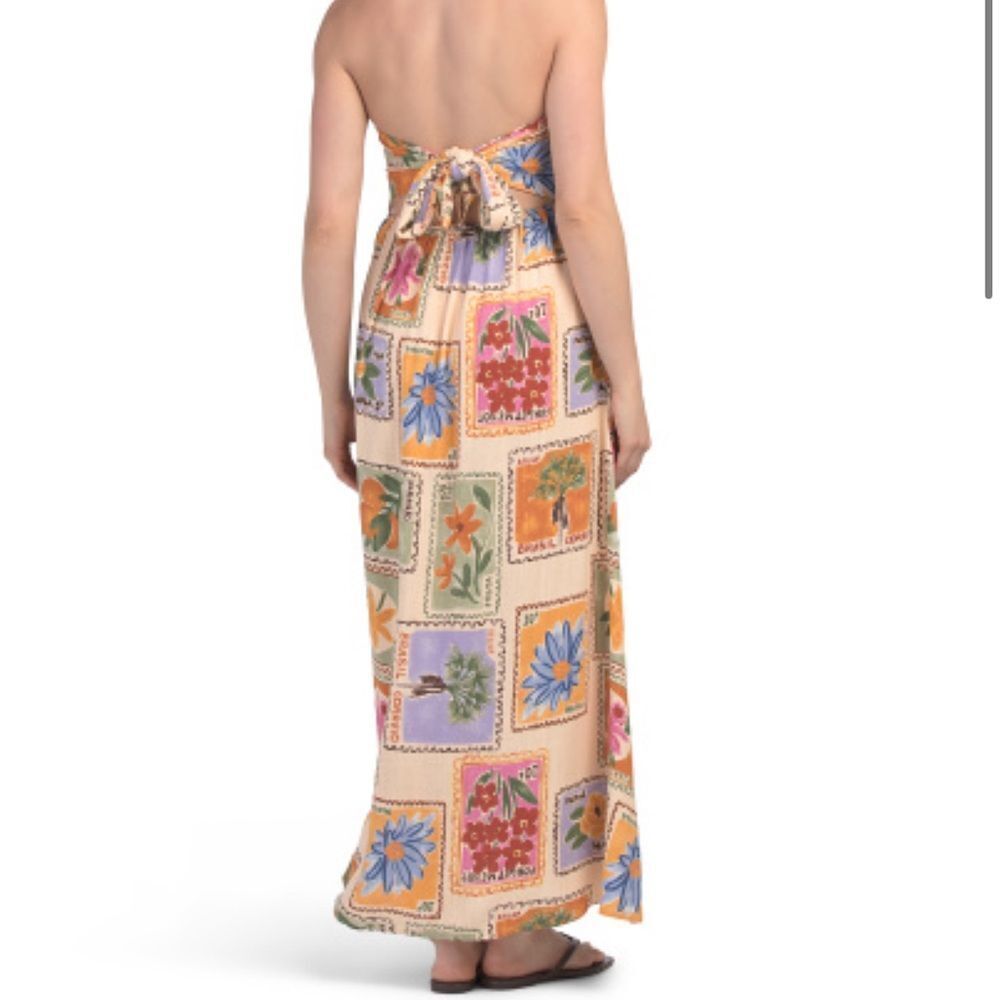 Unique Patchwork Strapless Maxi Dress - image 2